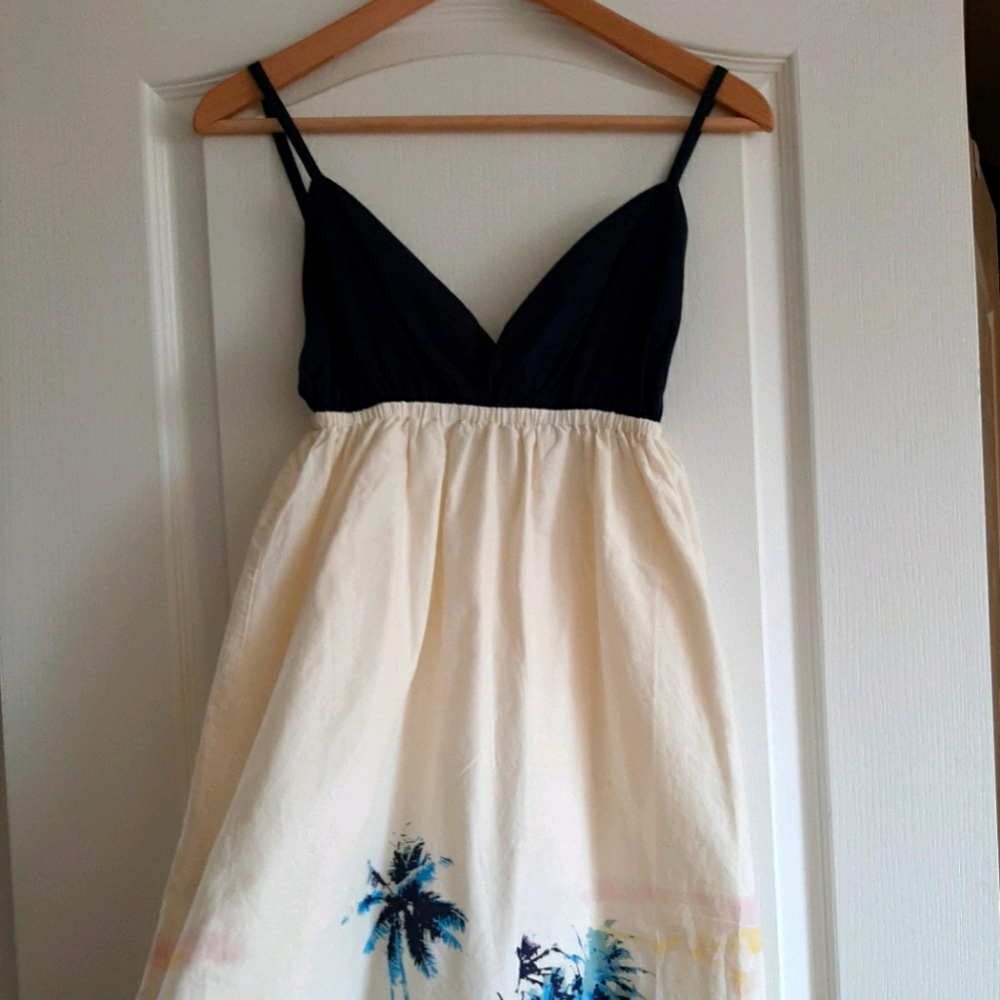 Animal Navy and Cream Palm tree Dress